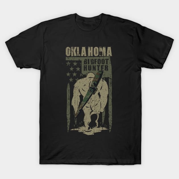 Oklahoma Bigfoot Hunter T-Shirt by Tesszero